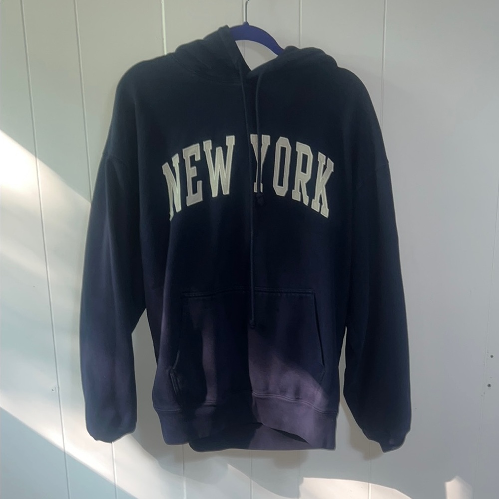 Brandy Melville Blue and White Oversized Hoodie